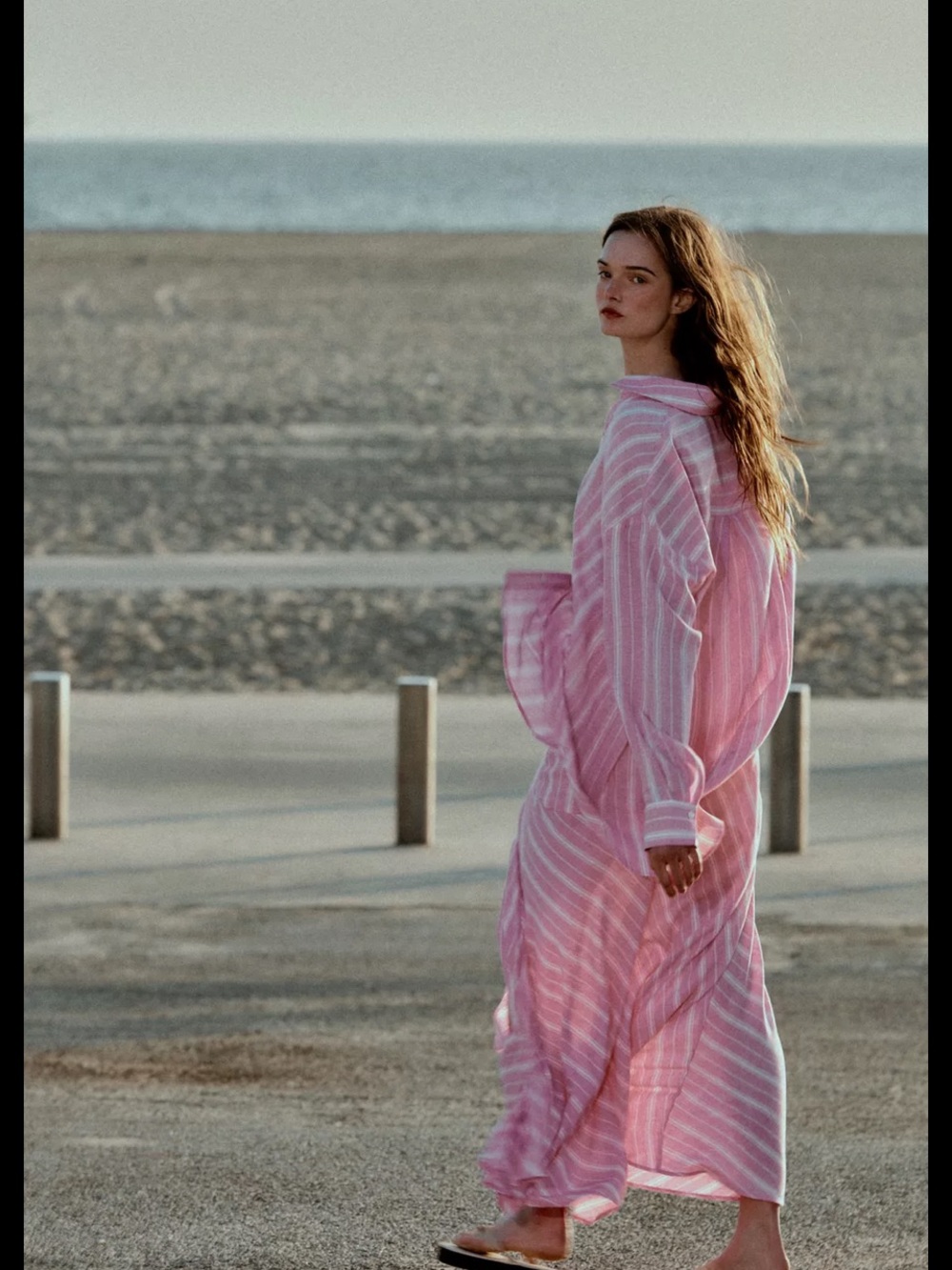 Zara Pink White Striped Button-Down Linen Shirt Relaxed Fit Small NWT - Picture 7 of 16